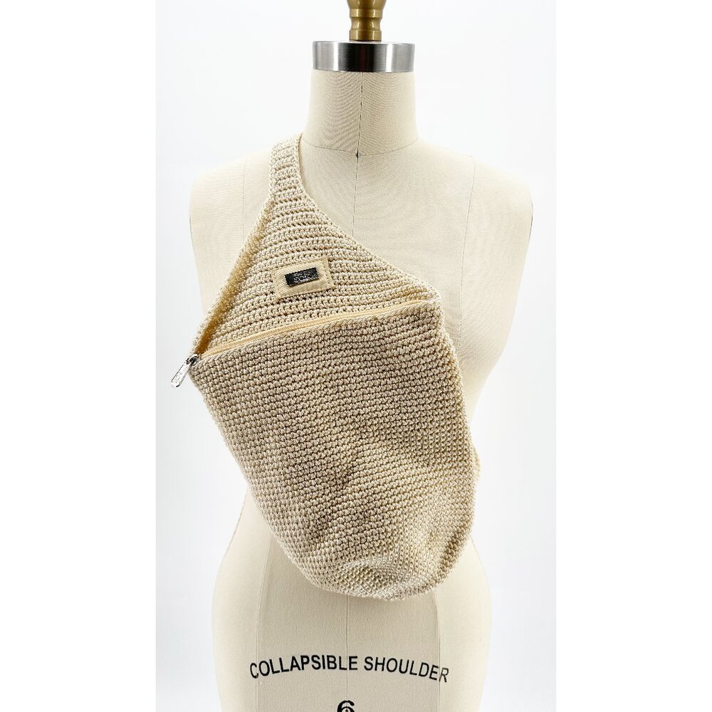 The Sak Ivory Crochet Shoulder Geo Sling Backpack Crossbody Purse